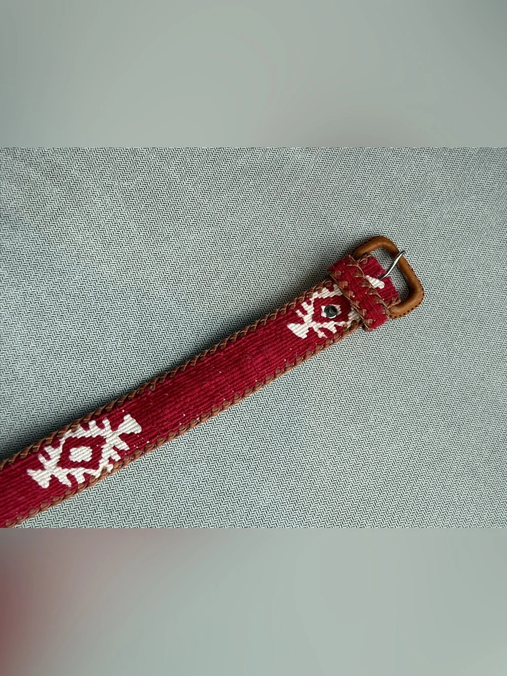 Arloom Red Embroidered Leather-Trim Women’s Belt NEW ROUND TOP TX